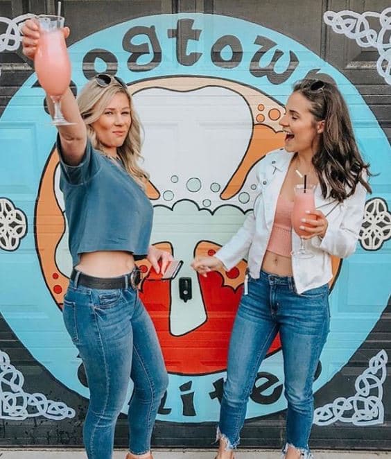 Drinks up in front of the Dogtown United door
