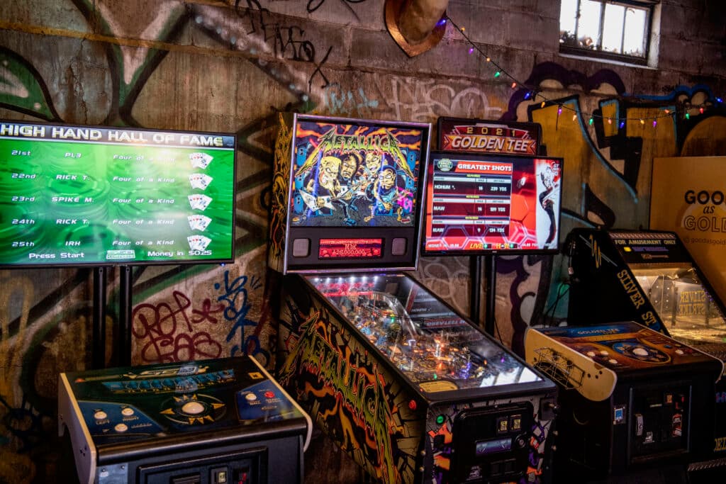Metallica pinball between Golden Tee and video poker