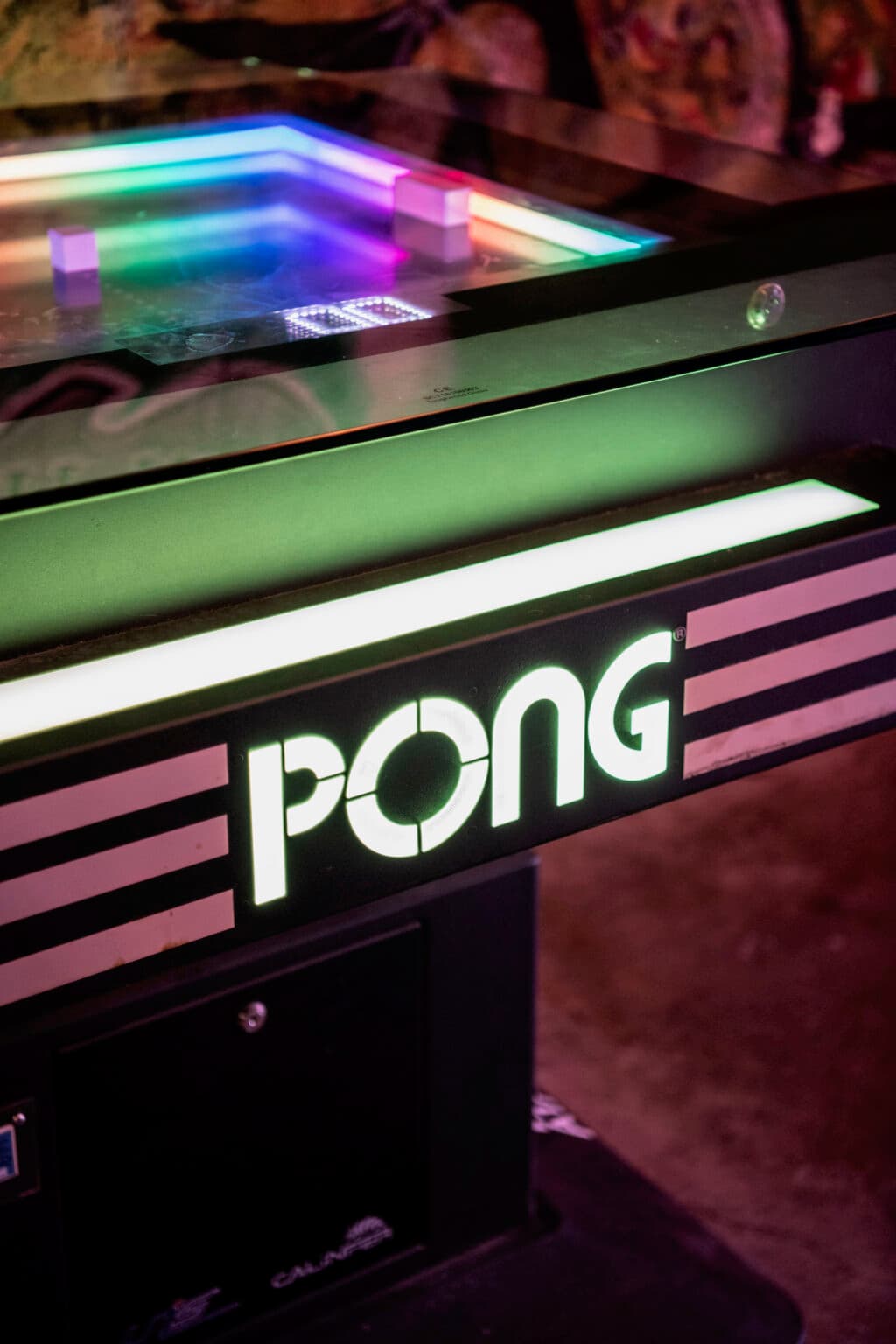 Pong cabinet glowing green