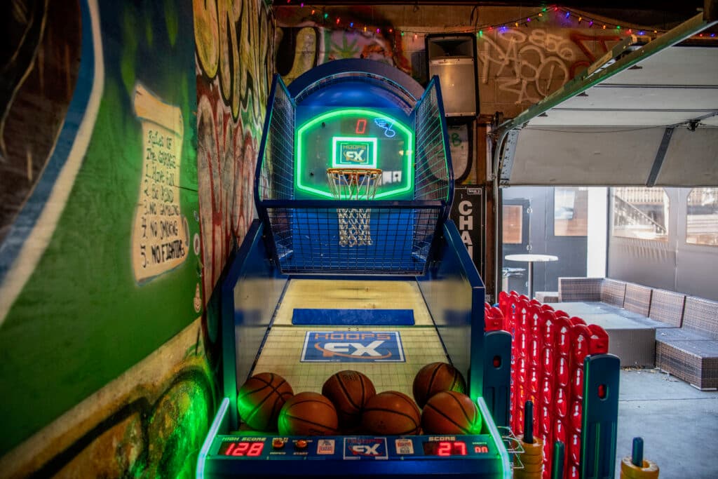 Hoops FX basketball arcade, balls racked and ready