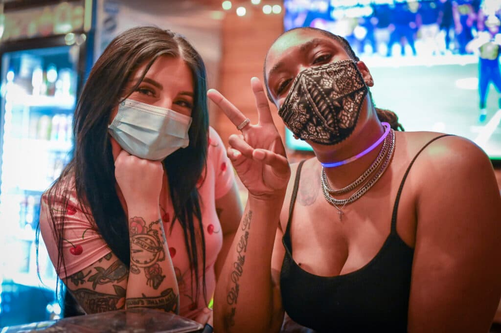 Peace signs at the party