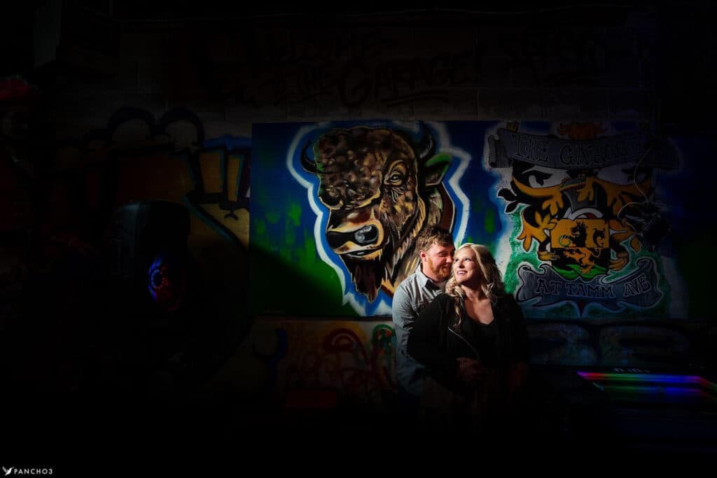 Engagement shoot at the bison mural